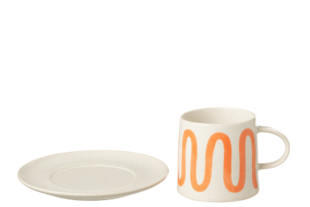 Set ceasca cu farfurie, Porţelan, Orange [2]