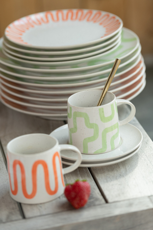 Set ceasca cu farfurie, Porţelan, Orange [2]