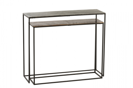 Set de 2 console Rectangular, Aluminiu/Lemn, Negru, 100x29x83 cm [1]