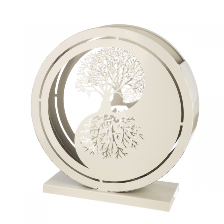 Set de 2, Felinar, rotund, motiv Yin & Yang, Metal, negru, gri deschis, PU 1, L. 13 cm, L. 43 cm, H 45 cm [2]