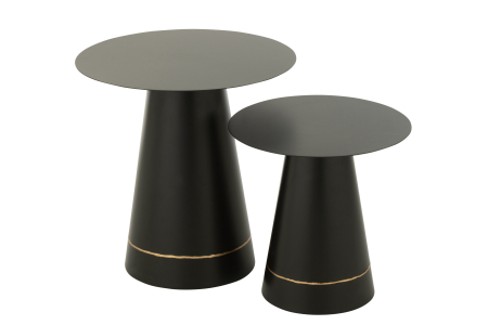 SALE % - Set de 2 masute laterale din metal negru/auriu