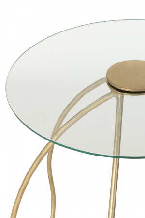 Set de 2 Mese laterale Rotunde, Metal/Sticla Auriu [3]