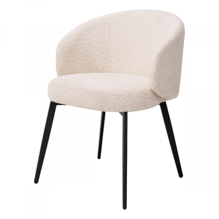 Set de 2 Scaun dining, Lloyd cu cotiera crem bouclé, Dims: W. 57 | D. 58 | H. 79 | SD. 45 | SH. 50 | AH. 65  (CM) [1]