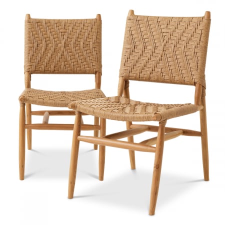 TERASA SI GRADINA - Set de 2 scaune de exterior Laroc din tec natur, Dims: W. 49.5 | D. 65.5 | H. 88 | SD. 42 | SH. 46  (CM)