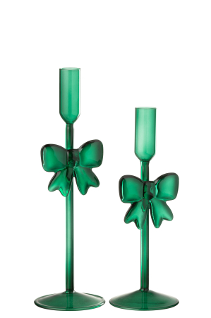 Set de 2 suporturi de lumanari din sticla verde inchis | L 8X l 8X H 23 cm [1]