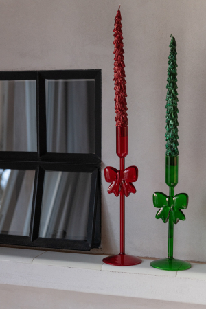 CRACIUN - Set de 2 suporturi de lumanari din sticla verde inchis | L 8X l 8X H 23 cm