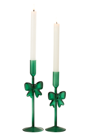 Set de 2 suporturi de lumanari din sticla verde inchis | L 8X l 8X H 23 cm [2]