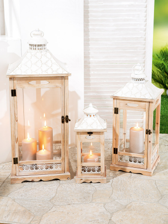 Set de 3, Felinar, „Clifton”, Lemn, culori naturale, PU 1 [4]