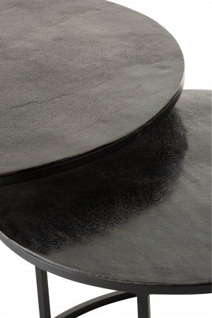Set de 3 masute Round Oxidize, Aluminiu, Negru/Verde, 75x75x40.5 cm [3]