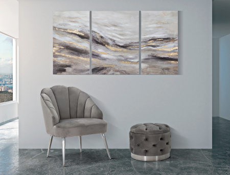 Tablouri - Set de 3 tablouri Monty, lemn de pin/panza, multicolor,  45X2.7X80-60X2.7X80 cm