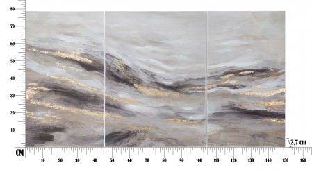 Set de 3 tablouri Monty, lemn de pin/panza, multicolor,  45X2.7X80-60X2.7X80 cm [2]