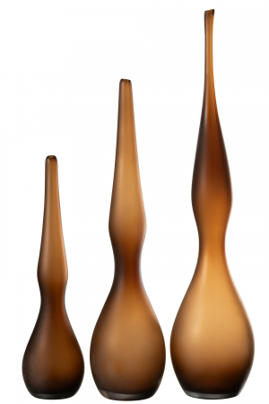 Set de 3 Vaze, Yoko Curved Flute, Sticlă, Maro, L 39| W 14| H 64 cm [1]