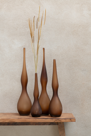 Set de 3 Vaze, Yoko Curved Flute, Sticlă, Maro, L 39| W 14| H 64 cm [2]