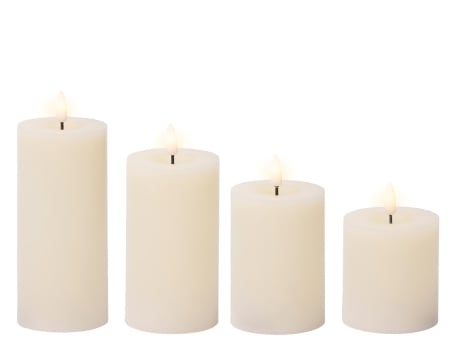 CRACIUN - Set de 4, Lumanare tip pilon (LED), Ceara, crem, PU 4, H 15 cm, A. 7 cm