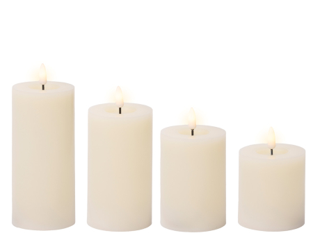 Set de 4, Lumanare tip pilon (LED), Ceara, crem, PU 4, H 15 cm, A. 7 cm [2]