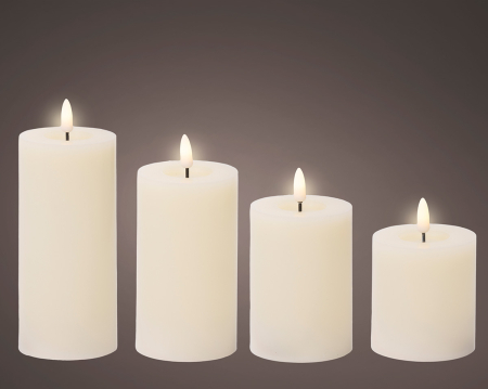 Set de 4, Lumanare tip pilon (LED), Ceara, crem, PU 4, H 15 cm, A. 7 cm [1]