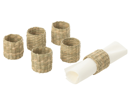 Set de 6 inele de servetel din iarba de mare, natur | L 5X l 5X H 5 cm [2]