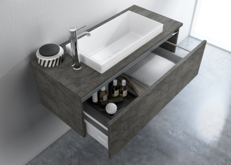 Set de baie cu 3 piese PERTH, Melamina/Aluminiu/Abs/Sticla/Rasina/Metal, Gri, 100x45x190 cm [1]