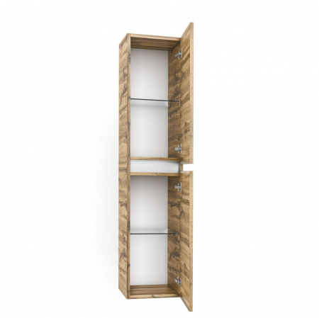 Set de baie cu 6 piese PERTH, Melamina/Aluminiu/Abs/Sticla/Ceramica/Metal, Maro deschis, 101x46.5x190 cm [7]