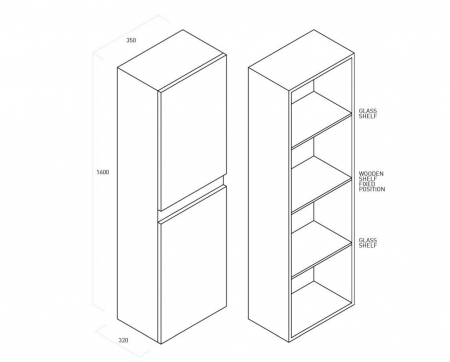 Set de baie cu 6 piese PERTH, Melamina/Aluminiu/Abs/Sticla/Ceramica/Metal, Maro deschis, 101x46.5x190 cm [8]