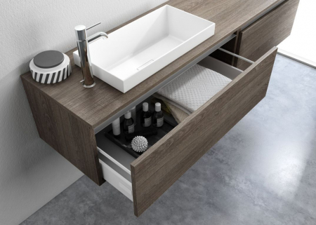 Set de baie cu 6 piese PERTH, Melamina/Aluminiu/Abs/Sticla/Rasina/Metal, Maro inchis, 170x45x190 cm [1]