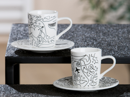 SALE % - Set Espresso, Bone China, Modern Art