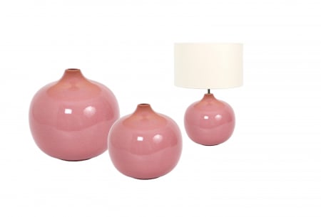 Set 1 Lampa cu 2 Vaze GRAND BALL, ceramica, roz 33.5/27/23 cm [3]