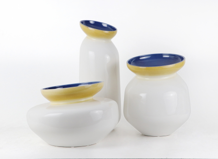 Set 3 vaze HERITAGE, ceramica, alb, 41/34/7.5 cm [0]