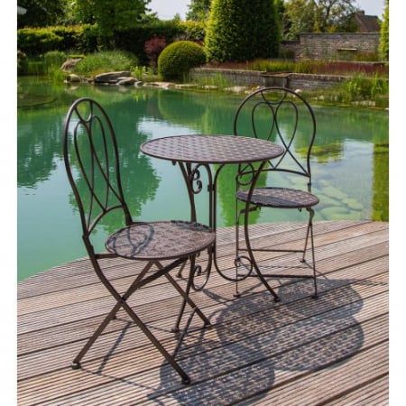 Seturi dining - Set masa cu scaune Shell, Metal, Maro, 93x41.5x47 cm