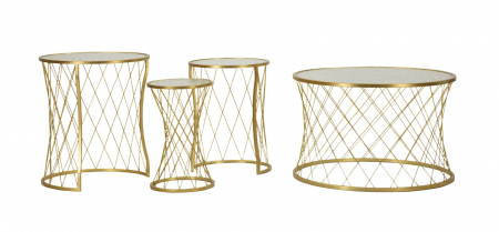Masute - Set masute cafea, NOAH GOLD, 4 buc cm ø 70x45-47x54,5-36x50-28x45