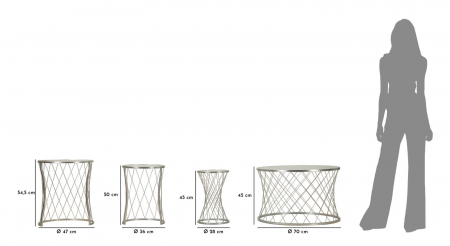 Set masute cafea, NOAH SILVER, 4 buc cm ø 70x45-47x54,5-36x50-28x45 [5]