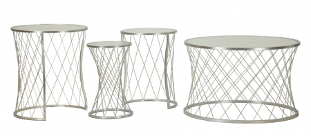 Masute - Set masute cafea, NOAH SILVER, 4 buc cm ø 70x45-47x54,5-36x50-28x45