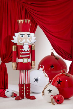 Decoratiuni - SET Nutcracker, Metal, Rosu/Auriu, 148,5 cm/89 cm