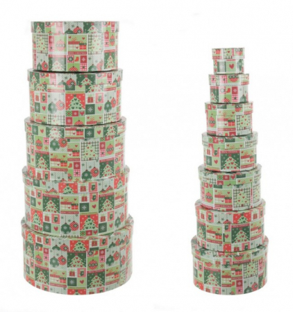 Decoratiuni - SET12 CUTIE CADOU ROTUNDĂ PATCHWORK