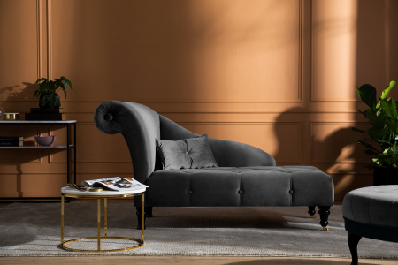 Sezlong living Diana, Gri inchis, 165x88x70 cm