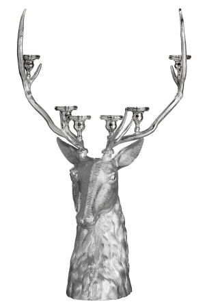 CRACIUN - Sfesnic, Cerb, "Waldkönig", Aluminiu, culoare argintie, PU 1, L. 50 cm, L. 104 cm, H 137 cm