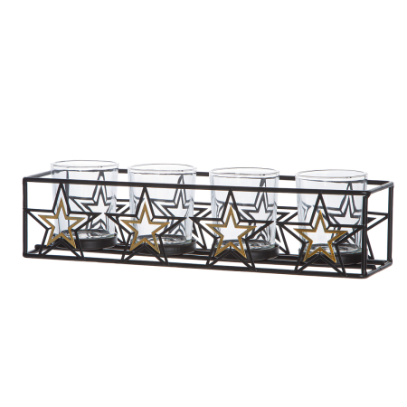 Sfesnic de Advent, dreptunghiular, „Modern Star”, model stea, metal, transparent, negru, PU 4, L. 7,5 cm, l. 28,5 cm, H 7 cm [2]