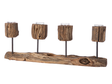 CRACIUN - Sfesnic de Advent, „Drifty”, lemn, culori naturale, PU 2, L. 9 cm, l. 58 cm, H 20 cm, A. 30 cm