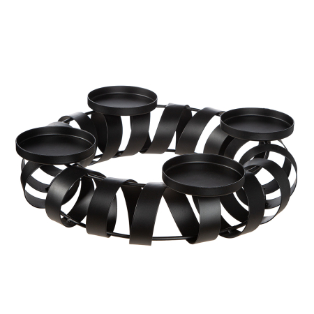 Sfesnic de Advent, rotund, "Twirl", Metal, negru, PU 2, H 9 cm, A. 36 cm [2]