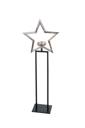 SALE % - Sfesnic, Stea, "Feliz", Metal, negru, argintiu, PU 1, L. 14 cm, L. 37 cm, H 93 cm
