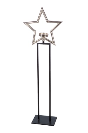 SALE % - Sfesnic, Stea, "Feliz", Metal, negru, argintiu, PU 1, L. 15 cm, l. 37 cm, H 112 cm