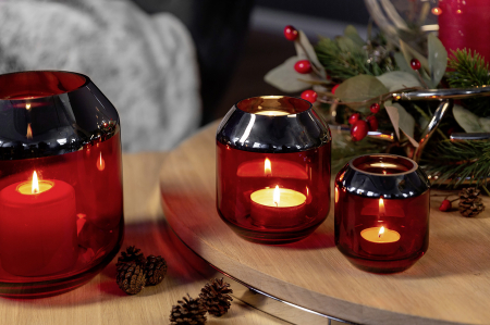 SMILLA, Suport de tea lights din sticlă, rosu, h.14 cm, d.12 cm [2]