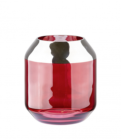 DECORATIUNI - SMILLA, Suport de tea lights din sticlă, rosu, h.14 cm, d.12 cm