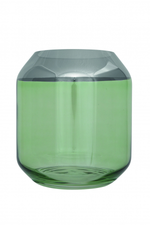 DECORATIUNI - SMILLA, Suport de tea lights din sticlă, Vază, verde deschis, h.20 cm, d.18 cm