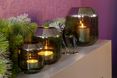 SMILLA, Suport de tea lights din sticlă, verde inchis, h.14 cm, d.12 cm [3]