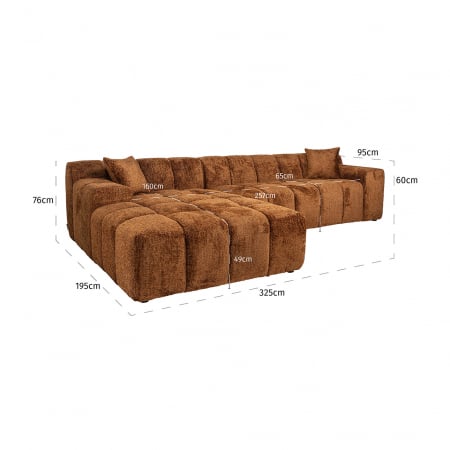 Canapea CUBE 3 locuri + sezlong stanga (Be Lovely 603 Cinnamon) [4]