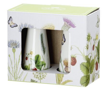 Solnita și piper, "Wild Flowers", Design floral, Motiv fluture, Model floral, Portelan, alb, H. 8.7 cm, D. 4 cm [1]