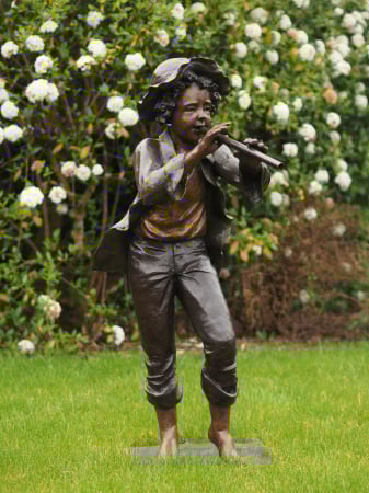 FIGURINE - Statuie baiat cu un flaut, Bronz 110 X 50 X 65 cm