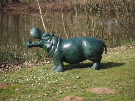 FIGURINE - Statuie bronz, Hipopotam, M (fântână) 
