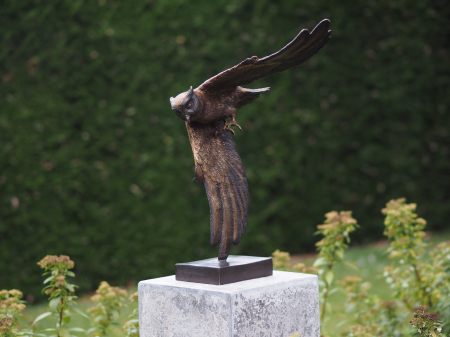 Figurine bronz - Statuie bufnita, Bronz, 48 x 24 x 35 cm